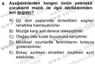 Okulöncesinde Müzik Eğitimi 2 Dersi 2014 - 2015 Yılı (Final) Dönem Sonu Sınav Soruları 6. Soru