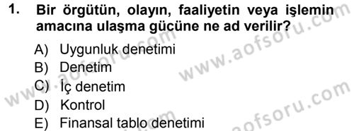 Muhasebe Denetimi Dersi 2012 - 2013 Yılı (Vize) Ara Sınav Soruları 1. Soru