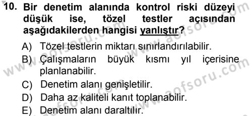 Muhasebe Denetimi Dersi 2012 - 2013 Yılı (Vize) Ara Sınav Soruları 10. Soru
