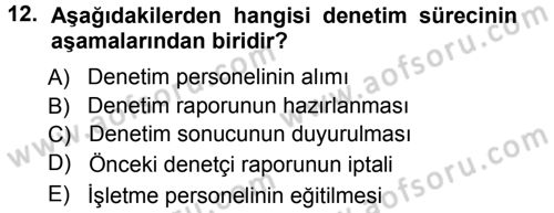 Muhasebe Denetimi Dersi 2012 - 2013 Yılı (Vize) Ara Sınav Soruları 12. Soru
