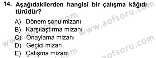 Muhasebe Denetimi Dersi 2012 - 2013 Yılı (Vize) Ara Sınav Soruları 14. Soru