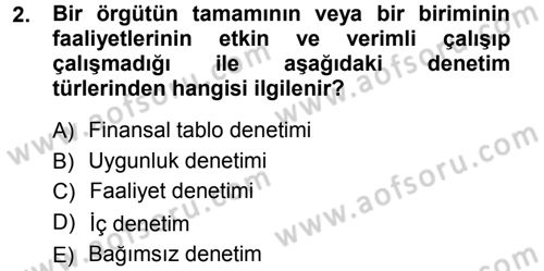 Muhasebe Denetimi Dersi 2012 - 2013 Yılı (Vize) Ara Sınav Soruları 2. Soru