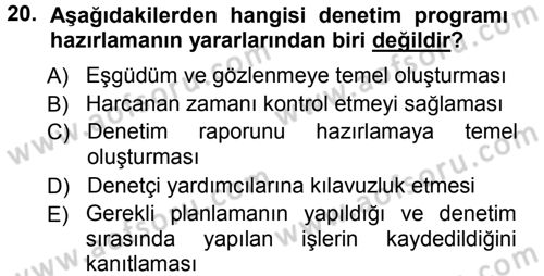 Muhasebe Denetimi Dersi 2012 - 2013 Yılı (Vize) Ara Sınav Soruları 20. Soru