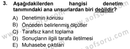 Muhasebe Denetimi Dersi 2012 - 2013 Yılı (Vize) Ara Sınav Soruları 3. Soru