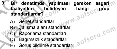 Muhasebe Denetimi Dersi 2012 - 2013 Yılı (Vize) Ara Sınav Soruları 9. Soru