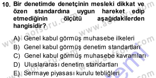 Muhasebe Denetimi Dersi 2013 - 2014 Yılı (Vize) Ara Sınav Soruları 10. Soru