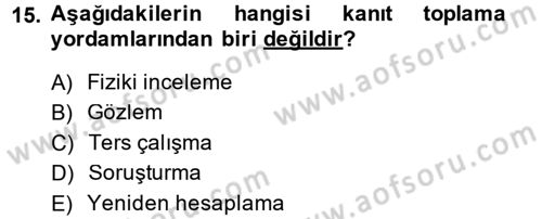 Muhasebe Denetimi Dersi 2013 - 2014 Yılı (Vize) Ara Sınav Soruları 15. Soru