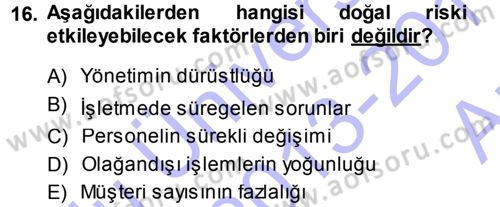 Muhasebe Denetimi Dersi 2013 - 2014 Yılı (Vize) Ara Sınav Soruları 16. Soru