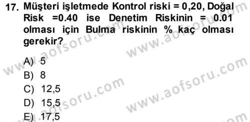 Muhasebe Denetimi Dersi 2013 - 2014 Yılı (Vize) Ara Sınav Soruları 17. Soru