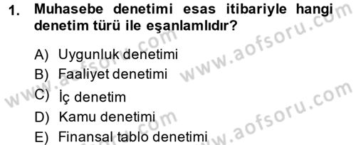Muhasebe Denetimi Dersi 2013 - 2014 Yılı (Final) Dönem Sonu Sınav Soruları 1. Soru