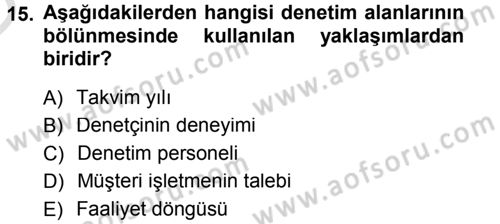 Muhasebe Denetimi Dersi 2013 - 2014 Yılı Tek Ders Sınav Soruları 15. Soru