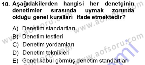 Muhasebe Denetimi Dersi 2014 - 2015 Yılı (Vize) Ara Sınav Soruları 10. Soru