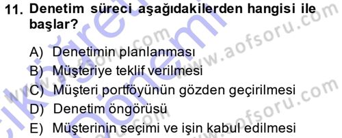 Muhasebe Denetimi Dersi 2014 - 2015 Yılı (Vize) Ara Sınav Soruları 11. Soru