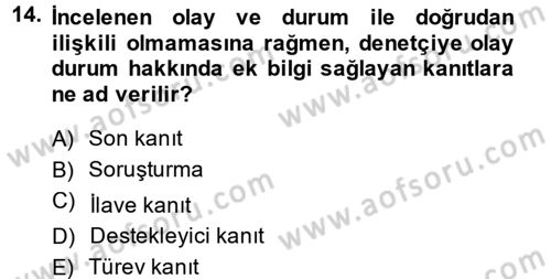 Muhasebe Denetimi Dersi 2014 - 2015 Yılı (Vize) Ara Sınav Soruları 14. Soru