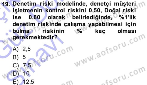 Muhasebe Denetimi Dersi 2014 - 2015 Yılı (Vize) Ara Sınav Soruları 19. Soru