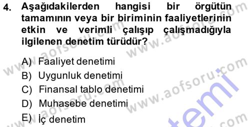 Muhasebe Denetimi Dersi 2014 - 2015 Yılı (Vize) Ara Sınav Soruları 4. Soru