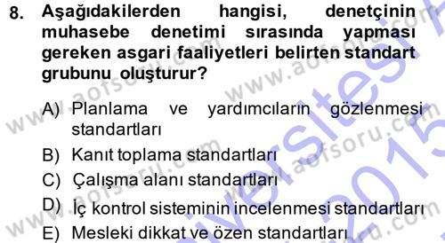 Muhasebe Denetimi Dersi 2014 - 2015 Yılı (Vize) Ara Sınav Soruları 8. Soru