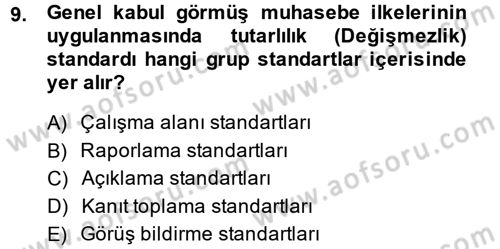 Muhasebe Denetimi Dersi 2014 - 2015 Yılı (Vize) Ara Sınav Soruları 9. Soru