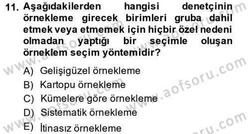 Muhasebe Denetimi Dersi 2014 - 2015 Yılı (Final) Dönem Sonu Sınav Soruları 11. Soru