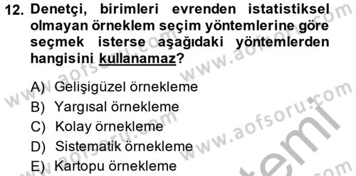 Muhasebe Denetimi Dersi 2014 - 2015 Yılı (Final) Dönem Sonu Sınavı 12. Soru