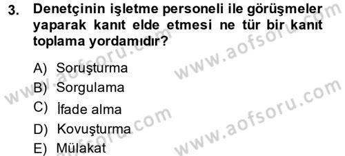 Muhasebe Denetimi Dersi 2014 - 2015 Yılı (Final) Dönem Sonu Sınav Soruları 3. Soru