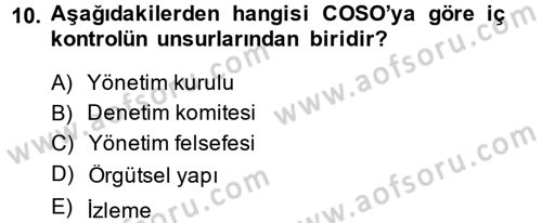 Muhasebe Denetimi Dersi 2014 - 2015 Yılı Tek Ders Sınav Soruları 10. Soru