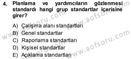 Muhasebe Denetimi Dersi 2014 - 2015 Yılı Tek Ders Sınav Soruları 4. Soru