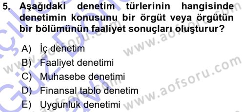Muhasebe Denetimi Dersi 2015 - 2016 Yılı (Vize) Ara Sınav Soruları 5. Soru