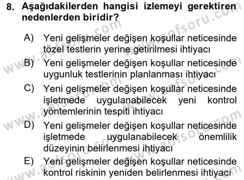 Muhasebe Denetimi Dersi 2015 - 2016 Yılı (Final) Dönem Sonu Sınav Soruları 8. Soru