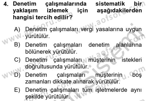 Muhasebe Denetimi Dersi 2016 - 2017 Yılı 3 Ders Sınav Soruları 4. Soru