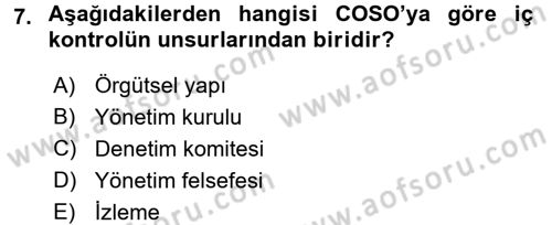 Muhasebe Denetimi Dersi 2016 - 2017 Yılı 3 Ders Sınav Soruları 7. Soru