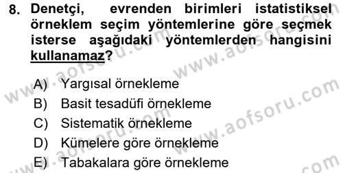 Muhasebe Denetimi Dersi 2016 - 2017 Yılı 3 Ders Sınav Soruları 8. Soru