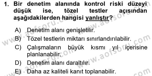 Muhasebe Denetimi Dersi 2016 - 2017 Yılı (Vize) Ara Sınav Soruları 1. Soru