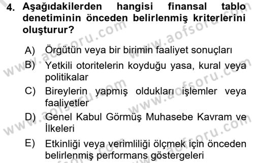 Muhasebe Denetimi Dersi 2016 - 2017 Yılı (Vize) Ara Sınav Soruları 4. Soru