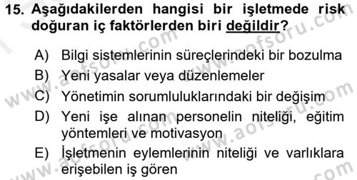 Muhasebe Denetimi Dersi 2016 - 2017 Yılı (Final) Dönem Sonu Sınav Soruları 15. Soru