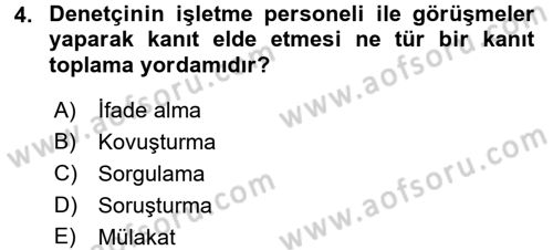 Muhasebe Denetimi Dersi 2016 - 2017 Yılı (Final) Dönem Sonu Sınav Soruları 4. Soru