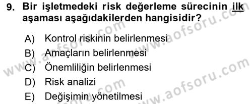 Muhasebe Denetimi Dersi 2016 - 2017 Yılı (Final) Dönem Sonu Sınav Soruları 9. Soru