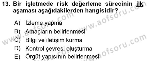 Muhasebe Denetimi Dersi 2017 - 2018 Yılı 3 Ders Sınav Soruları 13. Soru