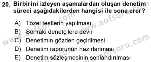 Muhasebe Denetimi Dersi 2017 - 2018 Yılı 3 Ders Sınav Soruları 20. Soru