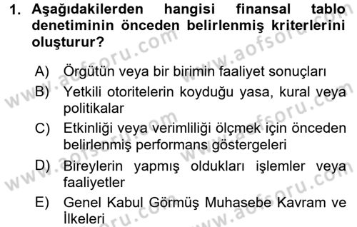 Muhasebe Denetimi Dersi 2017 - 2018 Yılı (Vize) Ara Sınav Soruları 1. Soru