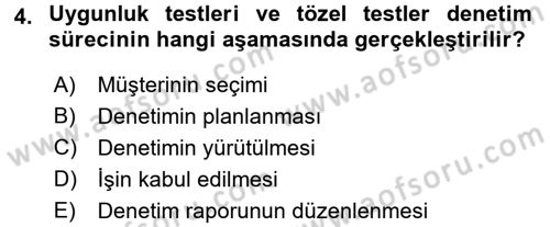 Muhasebe Denetimi Dersi 2017 - 2018 Yılı (Vize) Ara Sınav Soruları 4. Soru