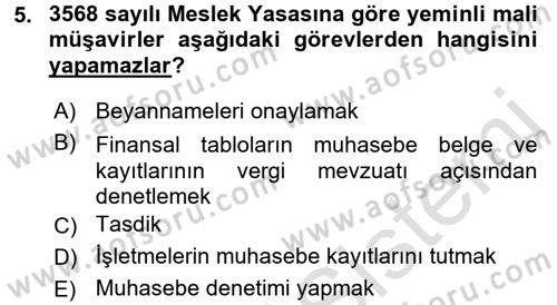 Muhasebe Denetimi Dersi 2017 - 2018 Yılı (Vize) Ara Sınav Soruları 5. Soru