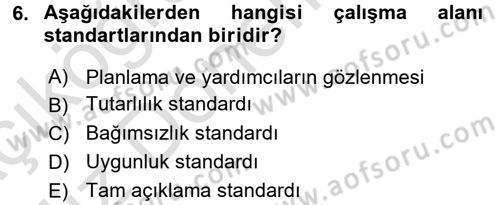 Muhasebe Denetimi Dersi 2017 - 2018 Yılı (Vize) Ara Sınav Soruları 6. Soru