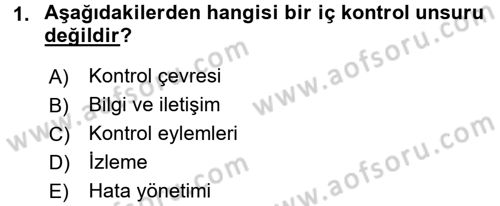 Muhasebe Denetimi Dersi 2017 - 2018 Yılı (Final) Dönem Sonu Sınav Soruları 1. Soru