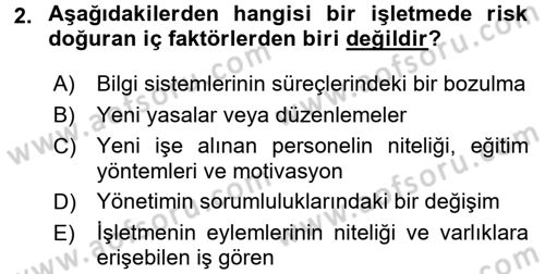 Muhasebe Denetimi Dersi 2017 - 2018 Yılı (Final) Dönem Sonu Sınav Soruları 2. Soru