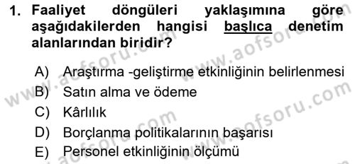 Muhasebe Denetimi Dersi 2018 - 2019 Yılı 3 Ders Sınav Soruları 1. Soru