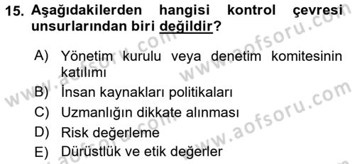Muhasebe Denetimi Dersi 2018 - 2019 Yılı 3 Ders Sınav Soruları 15. Soru