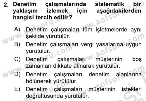 Muhasebe Denetimi Dersi 2018 - 2019 Yılı 3 Ders Sınav Soruları 2. Soru