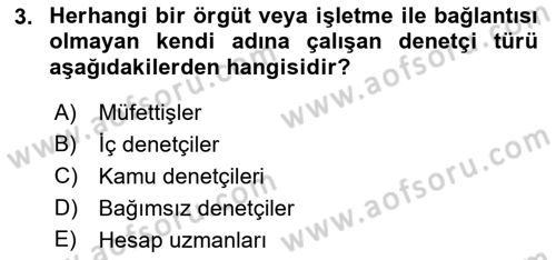 Muhasebe Denetimi Dersi 2018 - 2019 Yılı (Vize) Ara Sınav Soruları 3. Soru