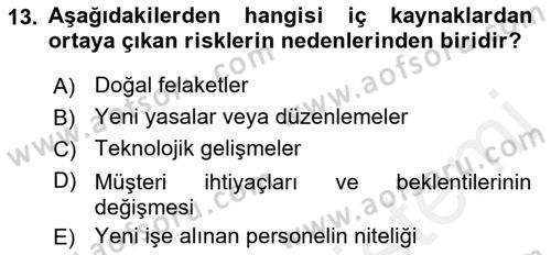 Muhasebe Denetimi Dersi 2018 - 2019 Yılı (Final) Dönem Sonu Sınav Soruları 13. Soru